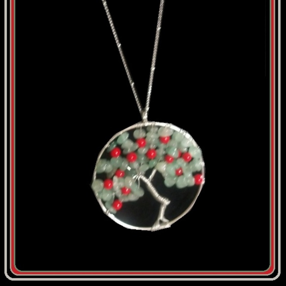 Long Silver Chain Tree of Life Pendant
